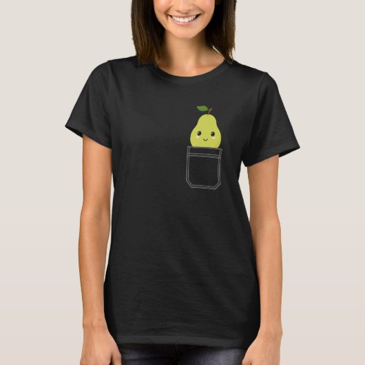 Pocket Pear Peking Out Schattigee Peer T-shirt (Voorkant)