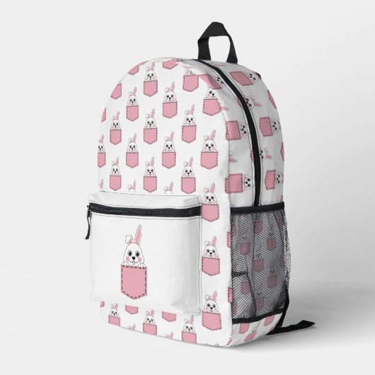 Pocket Pet Bunny Pattern Bedrukte Rugzak (Achterkant Hoek Rechts)