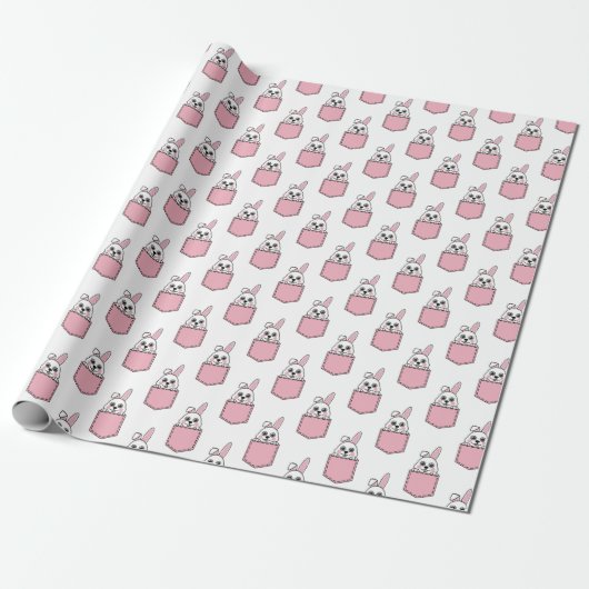 Pocket Pet Bunny Pattern Cadeaupapier (Uitgerold)