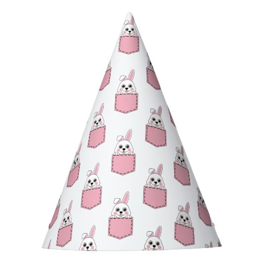 Pocket Pet Bunny Pattern Feesthoedjes (Voorkant)