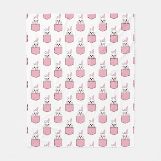 Pocket Pet Bunny Pattern Fleece Deken (Voorkant)