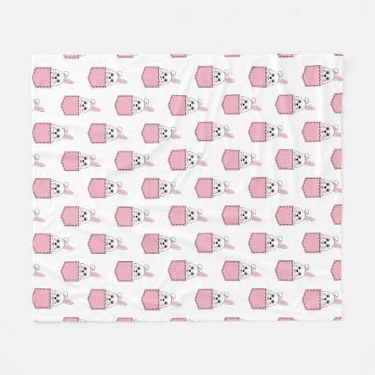 Pocket Pet Bunny Pattern Fleece Deken (Voorkant (Horizontaal))