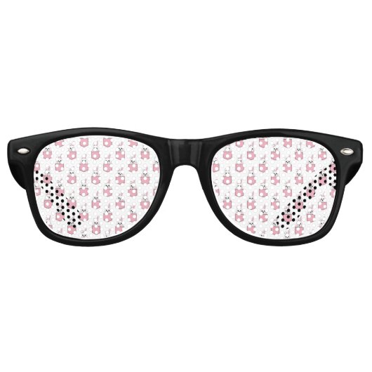 Pocket Pet Bunny Pattern Retro Zonnebril (Voorkant)