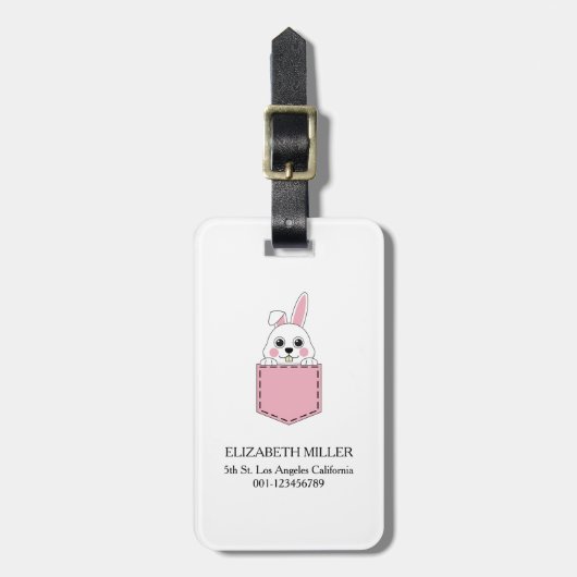 Pocket Pet Bunny Personaliseren Bagagelabel (Voorkant verticaal)