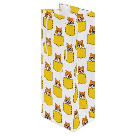Pocket Pet Cat Pattern Wijn Cadeautas (Achterkant Gekanteld)
