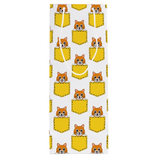 Pocket Pet Cat Pattern Wijn Cadeautas (Achterkant)