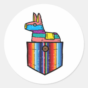 Pocket Pinata Serape Cinco De Mayo Mexican Fiesta Ronde Sticker