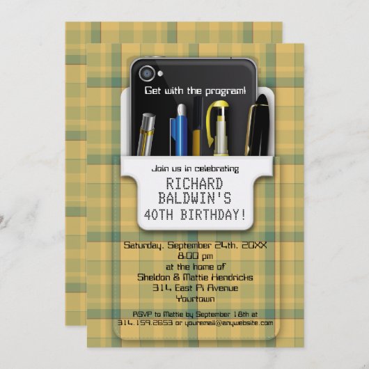 Pocket Protector Geek Birthday Kaart (Voorkant / Achterkant)