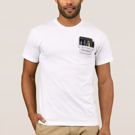 Pocket Protector Geek Hallo mijn naam is T-shirt (Voorkant)