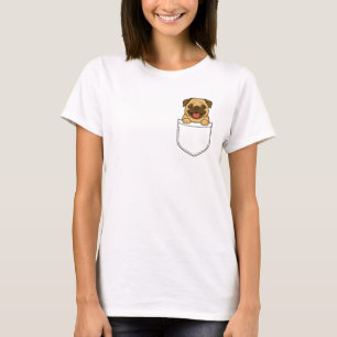 Pocket Pug – Schattigee Cartoon Dog in Pocket Desi T-shirt