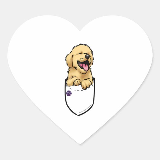 Pocket Puppiez - Golden Retriever Hart Sticker (Voorkant)