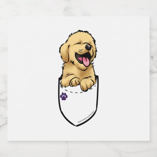 Pocket Puppiez - Golden Retriever Sparkling Wijnetiket (Enkel label)