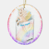 Pocket Rainbow Unicorn Keramisch Ornament (Links)