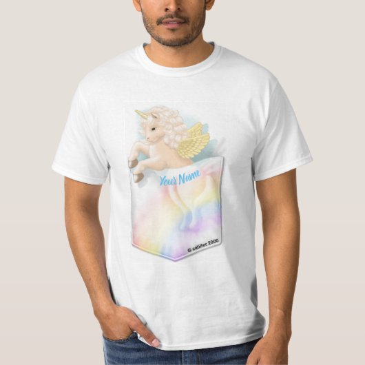 Pocket Rainbow Unicorn T-shirt (Voorkant)