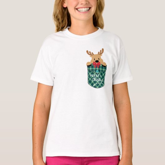 Pocket Reindeer Christmas T-shirt (Voorkant)