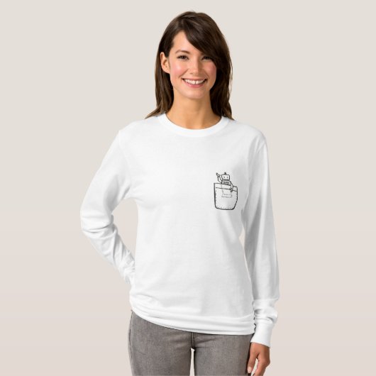 Pocket Robot Long Slaper T-shirt (Voorkant volledig)