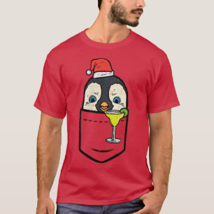 Pocket Santa Penguin verkuilt kerst in juli zomer T-shirt