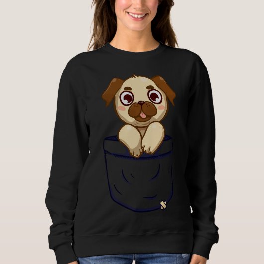 Pocket Schattige Pug Essential T-shirt 948 (Voorkant)