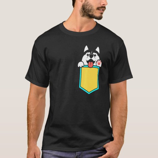 Pocket Siberian Husky T-shirt (Voorkant)