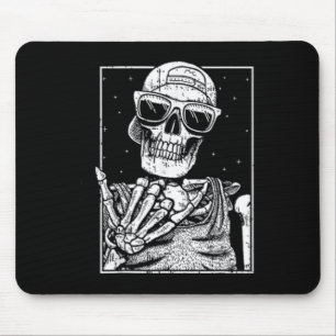 Pocket Skeleton Rockhand Halloween Cool Music Rock Muismat