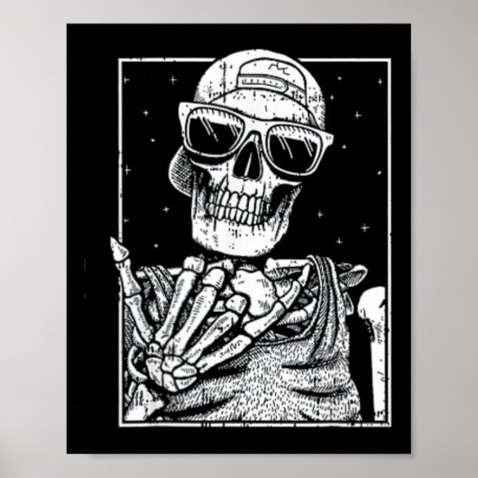 Pocket Skeleton Rockhand Halloween Cool Music Rock Poster (Voorkant)