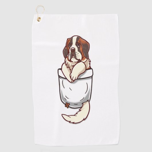 Pocket St Bernard Puppy Golfhanddoek (Voorkant)