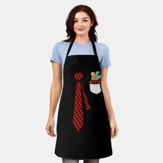 Pocket van Candy Canes Red Buffalo Plaid Stropdas Schort (Gedragen)