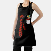 Pocket van Candy Canes Red Buffalo Plaid Stropdas Schort (Insitu)