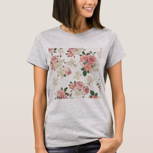 Pocket vol rozen t-shirt (Voorkant)
