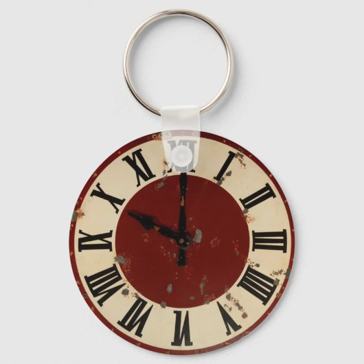 Pocket Watch Clock Face Shabby Distregated Sleutelhanger (Voorkant)