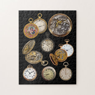 Pocket Watts Tijd Steampunk Objects Collage Legpuzzel