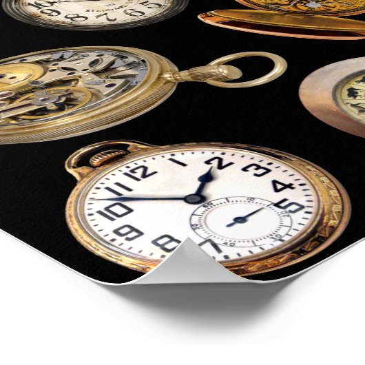 Pocket Watts Tijd Steampunk Objects Collage Poster (Hoek)