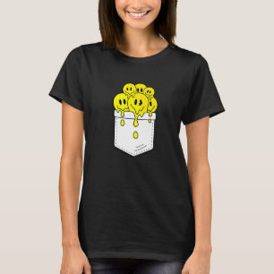 Pocket Yellow Smile Faces Melding Happiness Graphi T-shirt