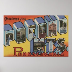 Pocono-bergen - grote letterscènes poster