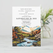 Pocono Mountains bruiloft uitnodiging Retro (Staand voorkant)