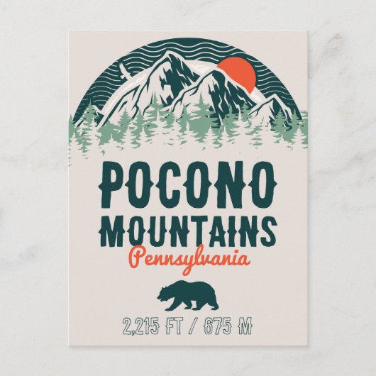 Pocono Mountains PA Retro Sunset Souvenirs Briefkaart (Voorkant)