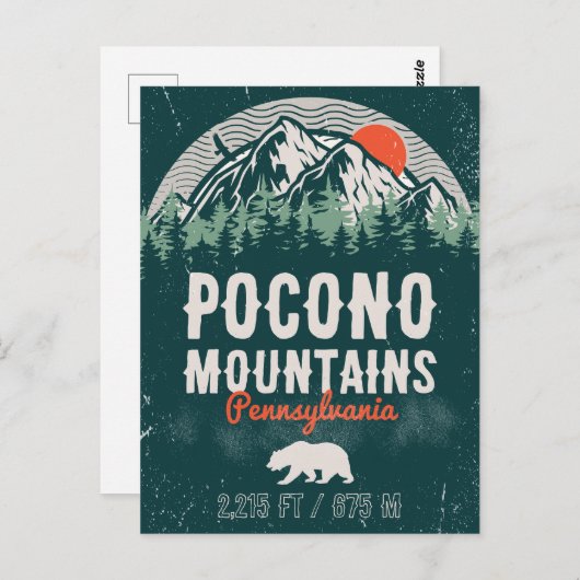 Pocono Mountains PA Retro Sunset Souvenirs Briefkaart (Voorkant / Achterkant)