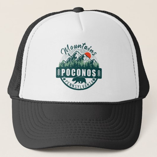 Pocono Mountains PA Retro Sunset Souvenirs Gift Trucker Pet (Voorkant)