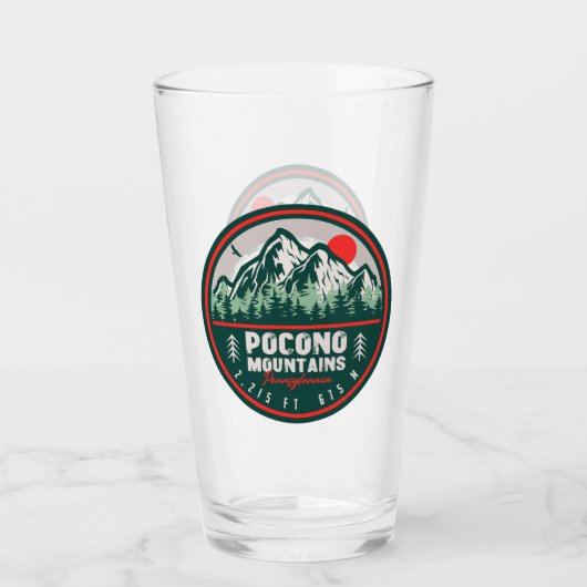 Pocono Mountains PA Retro Sunset Souvenirs Glas (Voorkant)