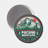 Pocono Mountains PA Retro Sunset Souvenirs Magneet (Voorkant / Achterkant)