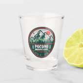 Pocono Mountains PA Retro Sunset Souvenirs Shot Glas (Voorkant)
