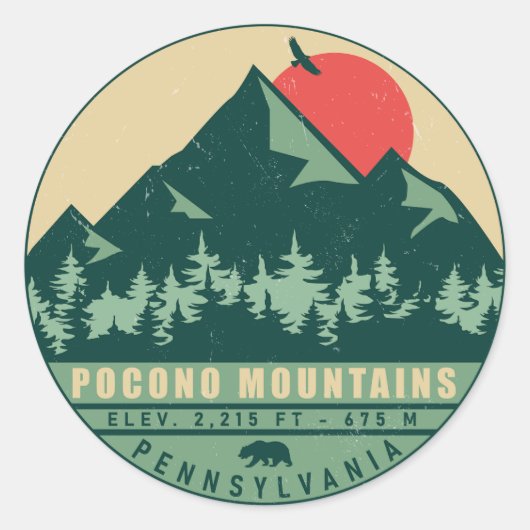 Pocono Mountains PA  Souvenir Gift Ronde Sticker (Voorkant)