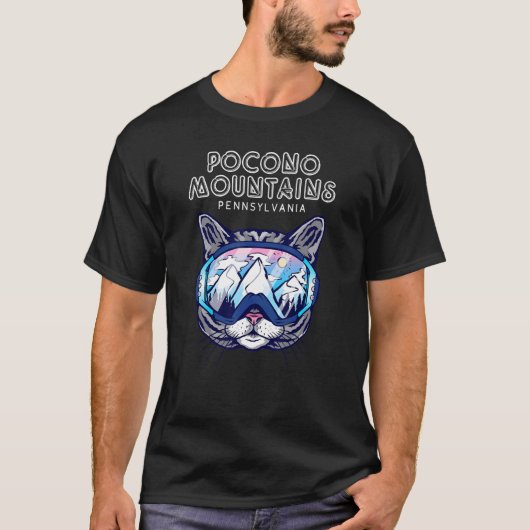 Pocono Mountains Pennsylvania Cat Ski Googles T-shirt (Voorkant)