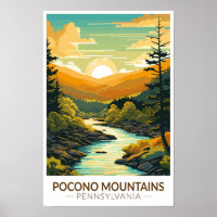 Pocono Mountains Pennsylvania Reis Kunst Vintage
