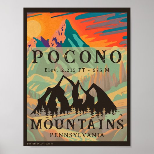 Pocono Mountains Pennsylvania - Retro Souvenirs Poster (Voorkant)