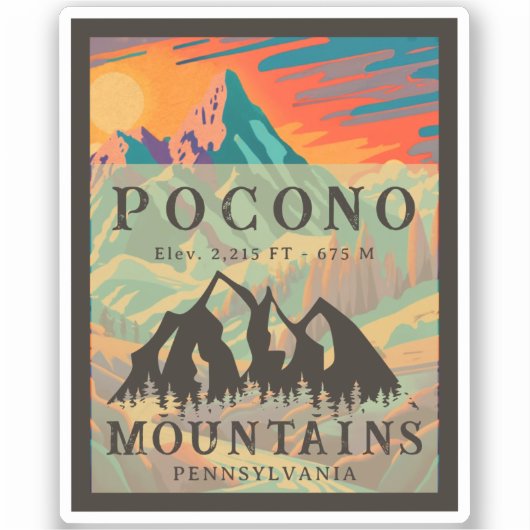 Pocono Mountains Pennsylvania - Retro Souvenirs Sticker (Voorkant)