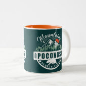 Pocono Mountains Pennsylvania - Retro Souvenirs Tweekleurige Koffiemok (Voorkant rechts)