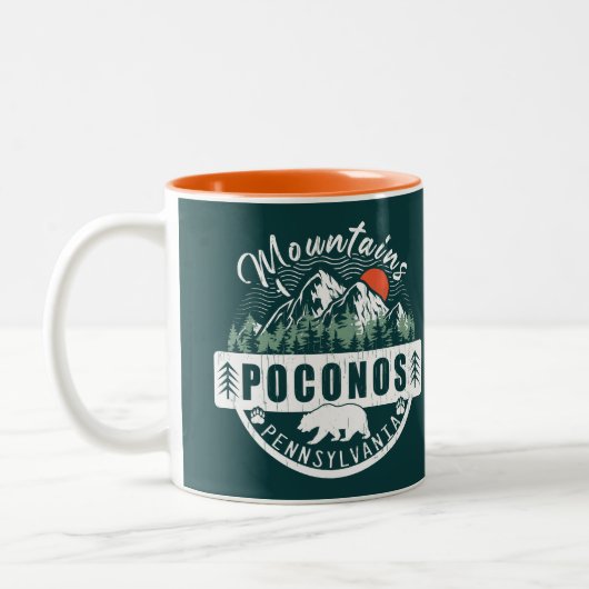 Pocono Mountains Pennsylvania - Retro Souvenirs Tweekleurige Koffiemok (Links)