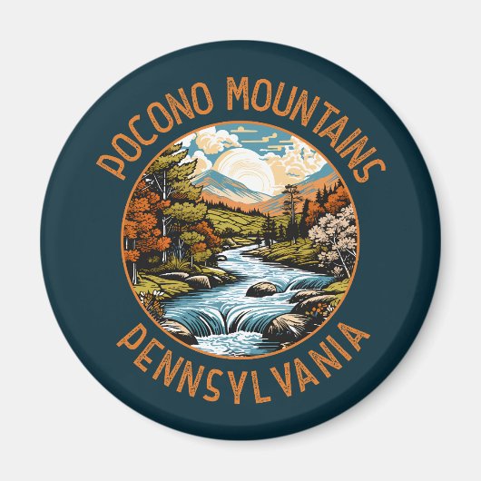 Pocono Mountains Pennsylvania Sunset Retro Art Magneet (Voorkant)