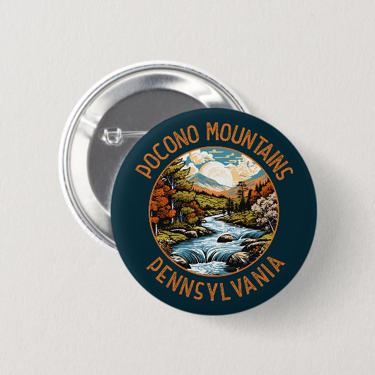 Pocono Mountains Pennsylvania Sunset Retro Art Ronde Button 5,7 Cm (Voorkant /achterkant)